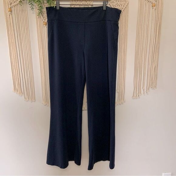 BETABRAND Navy Blue Wide Leg Boot Cut Flare Comfort Yoga Dress Pants XXL - Picture 1 of 11